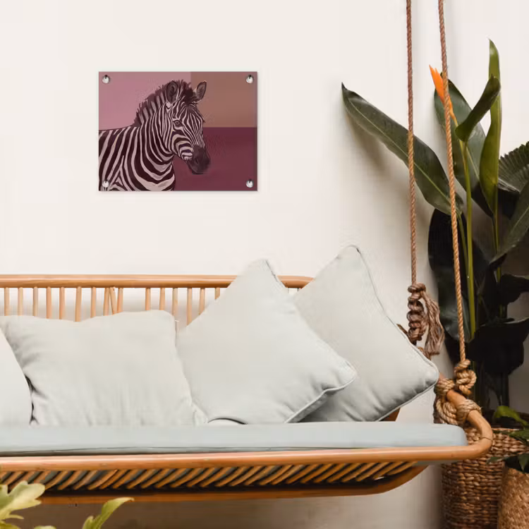 Dieren - Zebrahoofd - Wildlife - Modern - Bruin tuinposter los doek klein -sfeer7