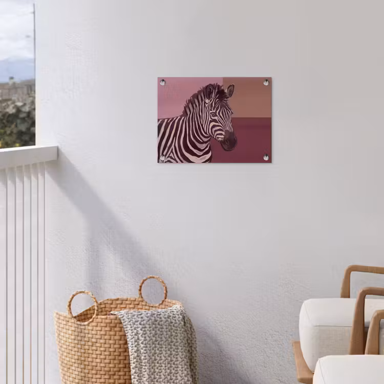 Dieren - Zebrahoofd - Wildlife - Modern - Bruin tuinposter los doek klein -sfeer8