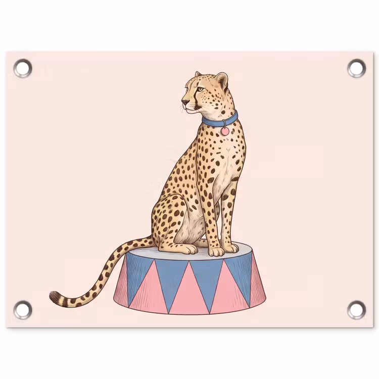Dieren - Circus - Illustratie - Vintage - Roze tuinposter los doek klein -3d