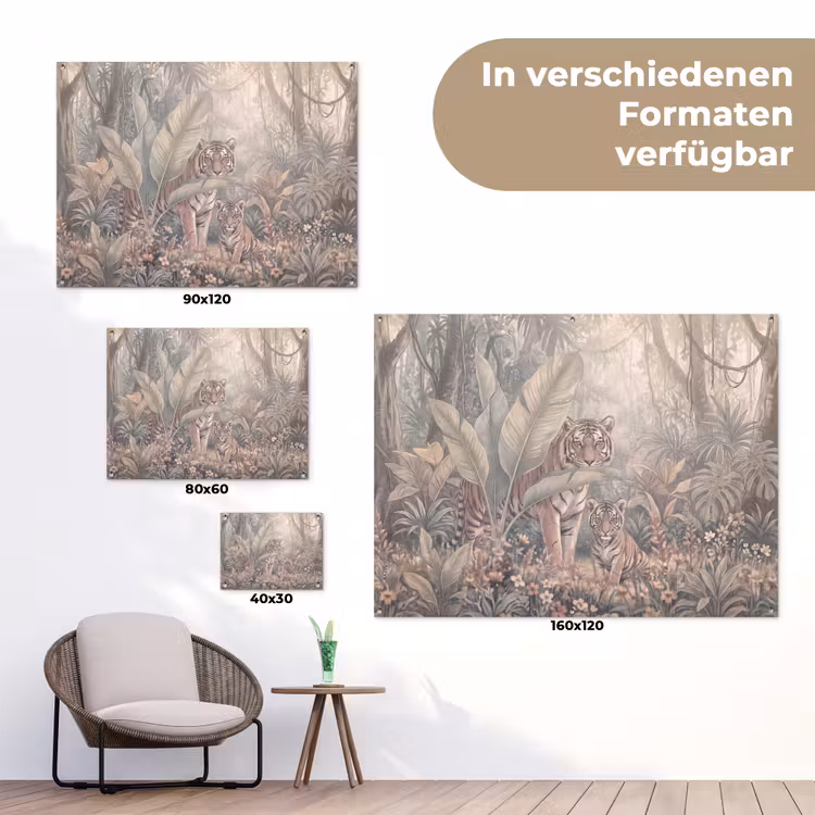 Tijger - Welp - Jungle - Illustratie - Dieren tuinposter los doek klein -Xsfeer9_DE