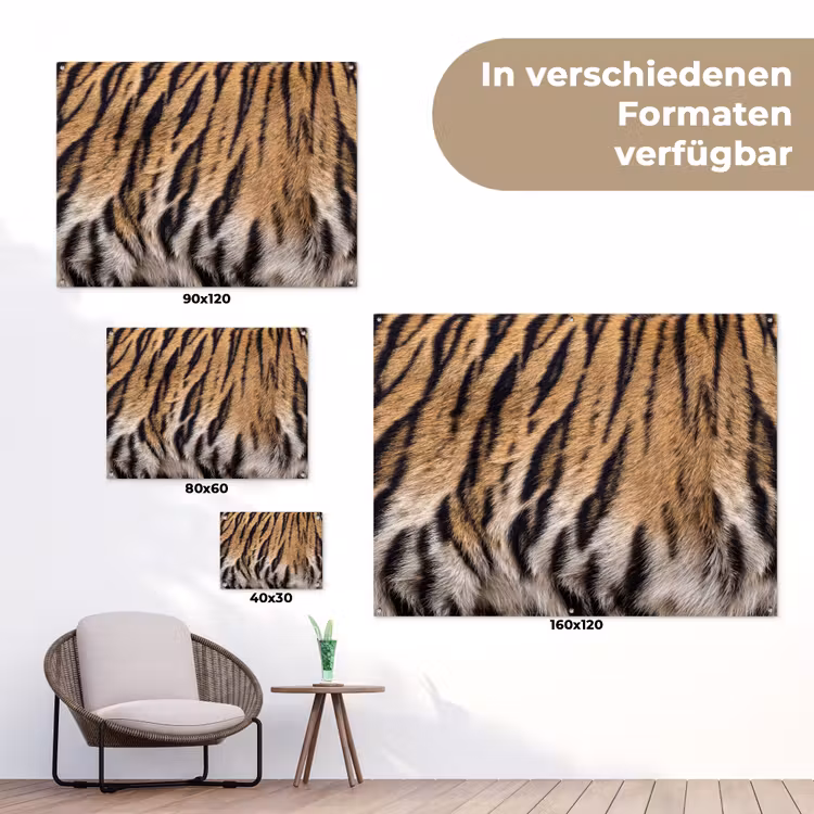 Tijgervacht - Klassiek - Zwart tuinposter los doek klein -Xsfeer9_DE