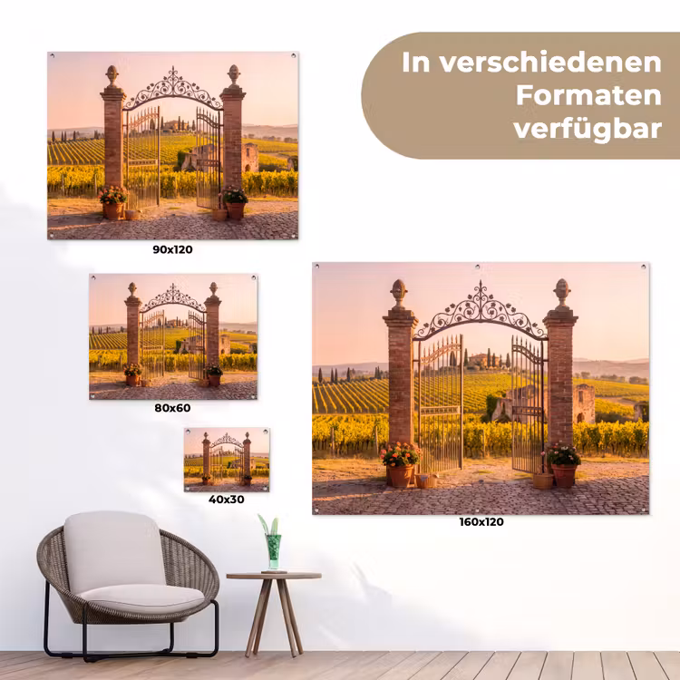 Poort - Landschap - Platteland - Zonlicht - Warm tuinposter los doek klein -Xsfeer9_DE