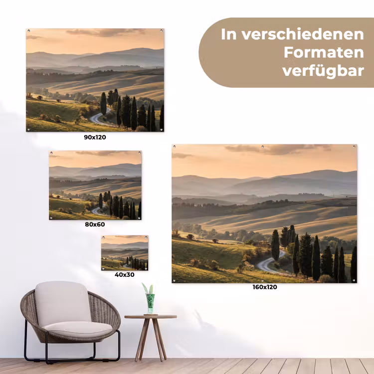 Toscaans - Landschap - Heuvels tuinposter los doek klein -Xsfeer9_DE