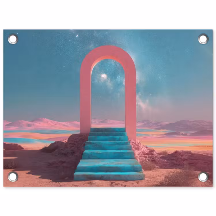 Trap - Boog - Sterrenhemel tuinposter los doek klein -3d