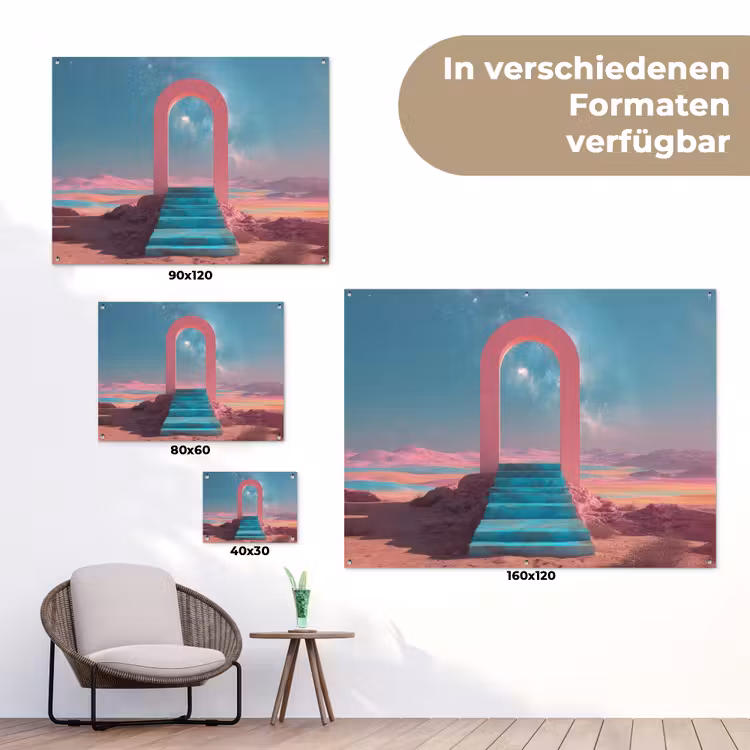 Trap - Boog - Sterrenhemel tuinposter los doek klein -Xsfeer9_DE