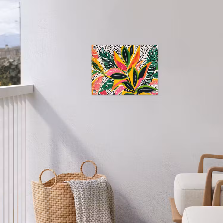 Tropisch - Bladeren - Zwart - wit tuinposter los doek klein -sfeer8