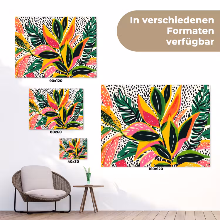 Tropisch - Bladeren - Zwart - wit tuinposter los doek klein -Xsfeer9_DE