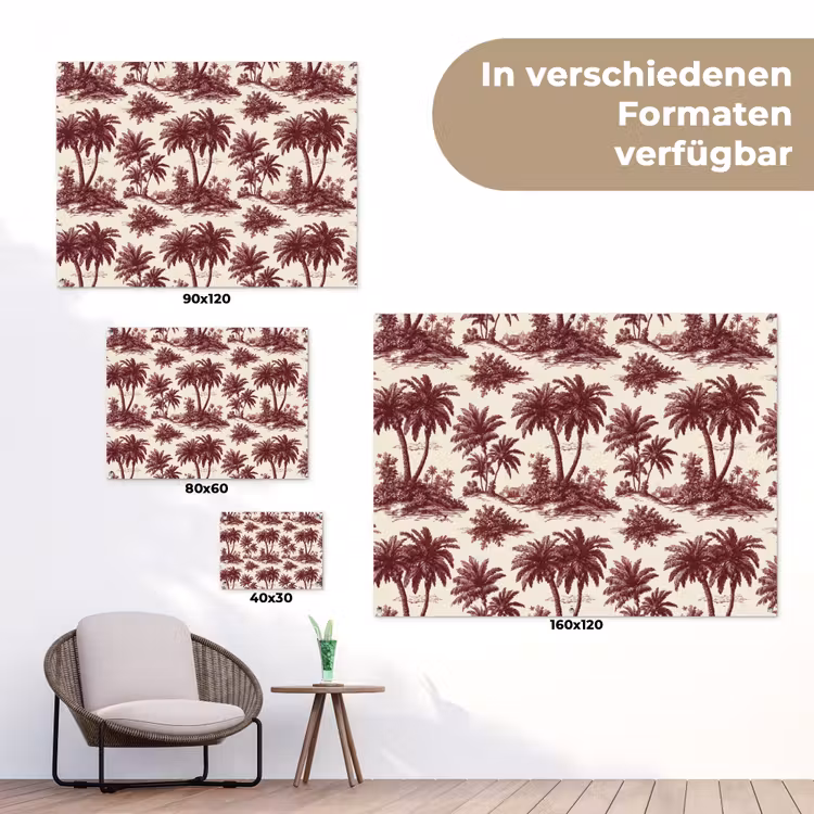 Tropisch - Geometrisch - Bordeauxrood tuinposter los doek klein 239 -Xsfeer9_DE