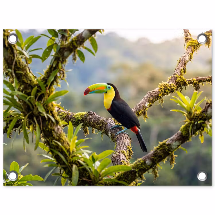 Toekan - Jungle - Natuur - Kleurrijk tuinposter los doek klein -3d
