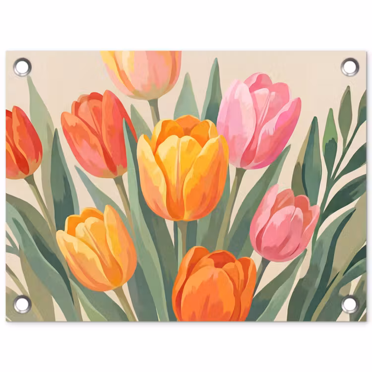 Tulpen - Abstract - Kleurrijk tuinposter los doek klein -3d