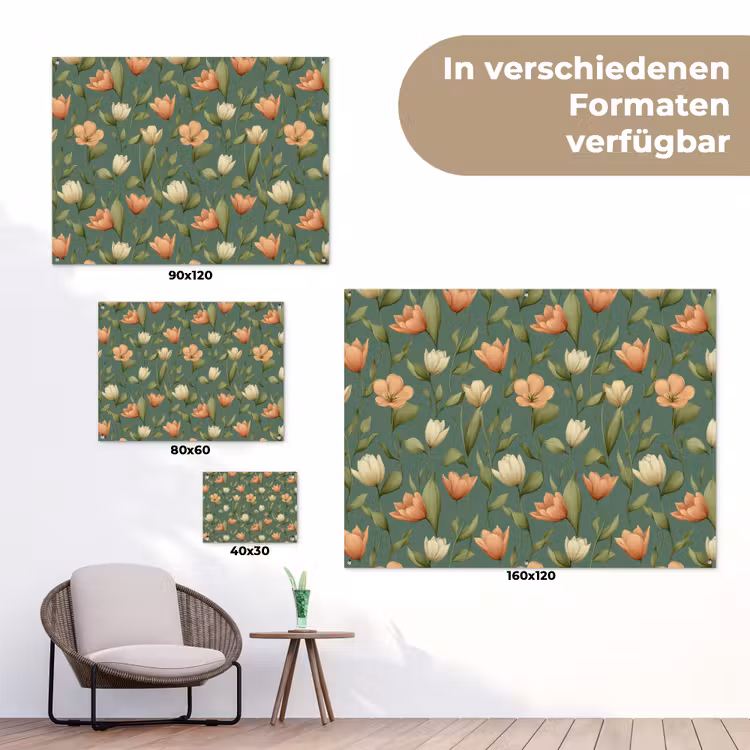 Tulpen - Botanisch - Groen tuinposter los doek klein 239 -Xsfeer9_DE