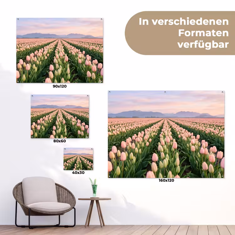 Tulpen - Landschap - Roze tuinposter los doek klein -Xsfeer9_DE
