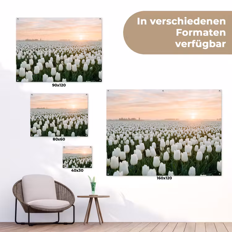 Tulpen - Landschap - Wit tuinposter los doek klein -Xsfeer9_DE