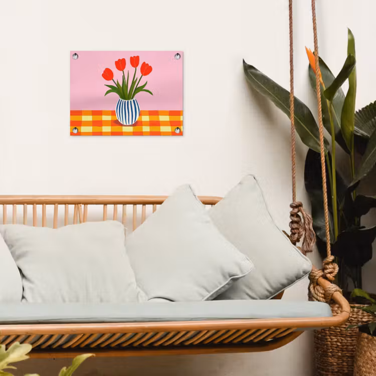 Tulpen - Roze - Vaas tuinposter los doek klein -sfeer7