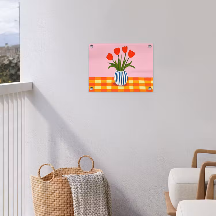 Tulpen - Roze - Vaas tuinposter los doek klein -sfeer8