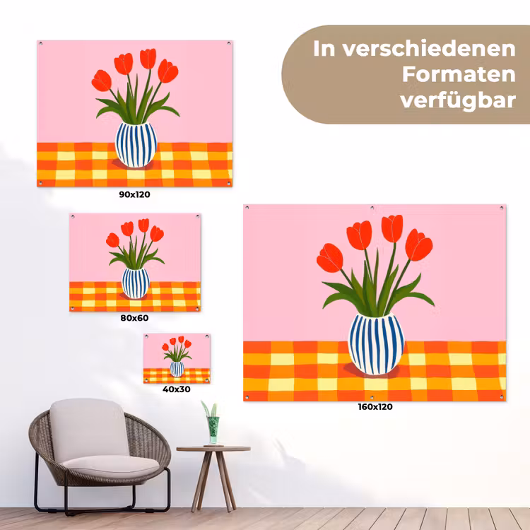 Tulpen - Roze - Vaas tuinposter los doek klein -Xsfeer9_DE