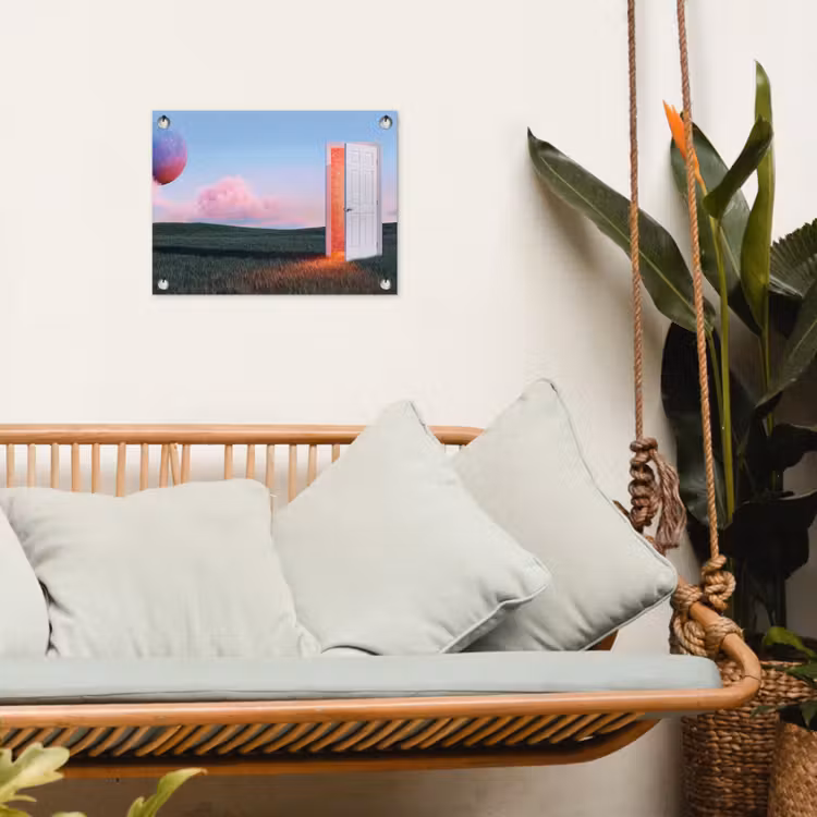 Gartenposter - Tür – Fantasie – Raum - Deur - Fantasie - Ruimte tuinposter los doek klein