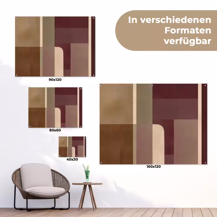 Vlakken - Abstract - Bordeaux - Lijnen tuinposter los doek klein -Xsfeer9_DE