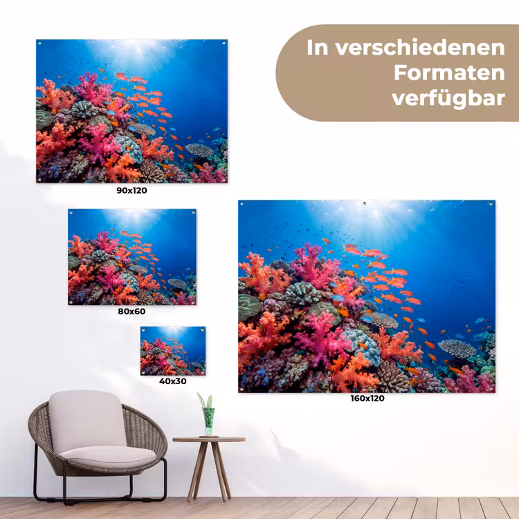 Onderwater - Koraalrif - Vissen - Oceaan - Natuur tuinposter los doek klein -Xsfeer9_DE