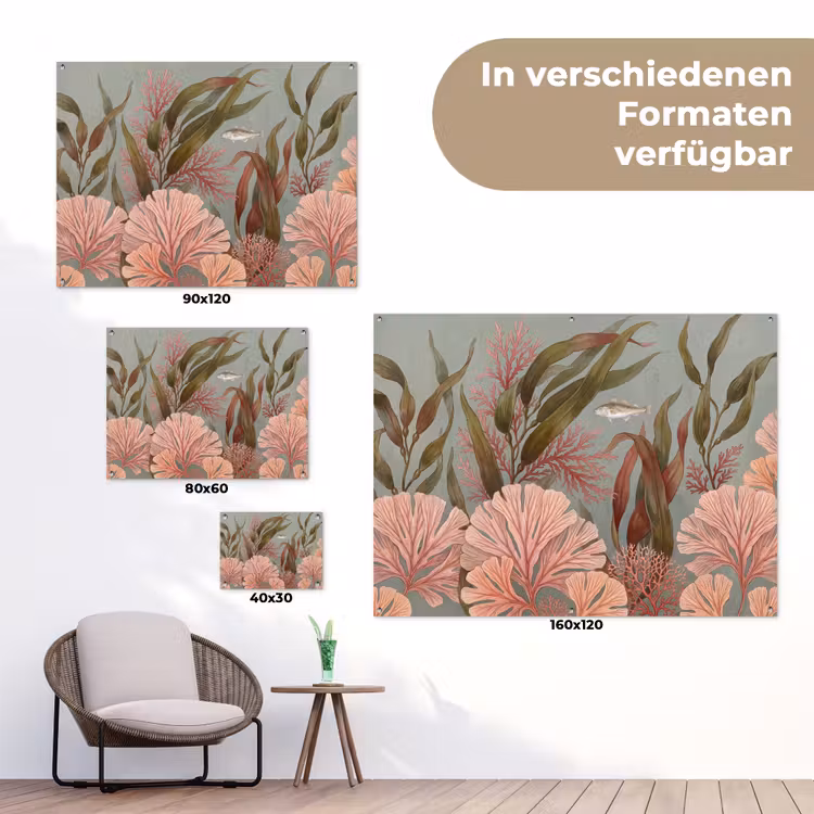 Onderwater - Planten - Vis - Vintage - Groen tuinposter los doek klein -Xsfeer9_DE