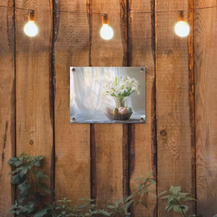 Vaas - Eieren - Bloemen tuinposter los doek klein -sfeer1