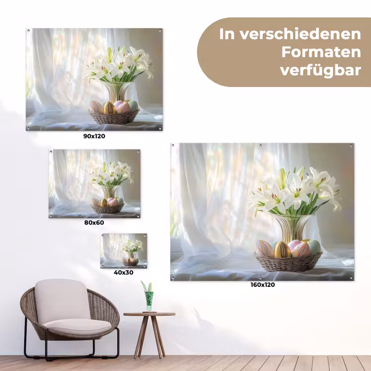 Vaas - Eieren - Bloemen tuinposter los doek klein -Xsfeer9_DE