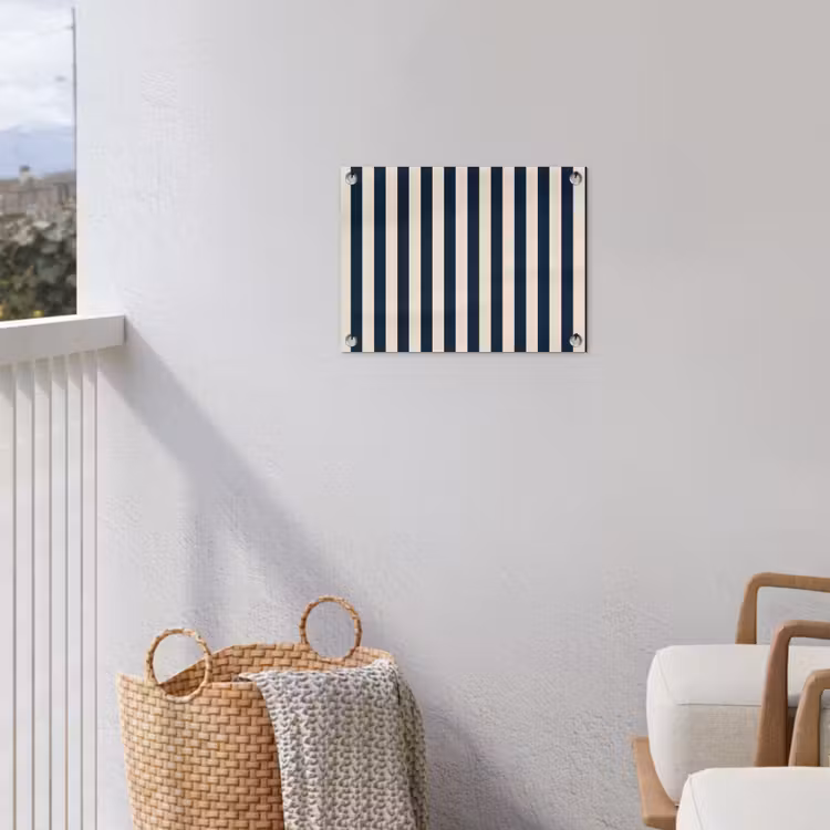 Verticale strepen - Blauw - Crème tuinposter los doek klein 239 -sfeer8