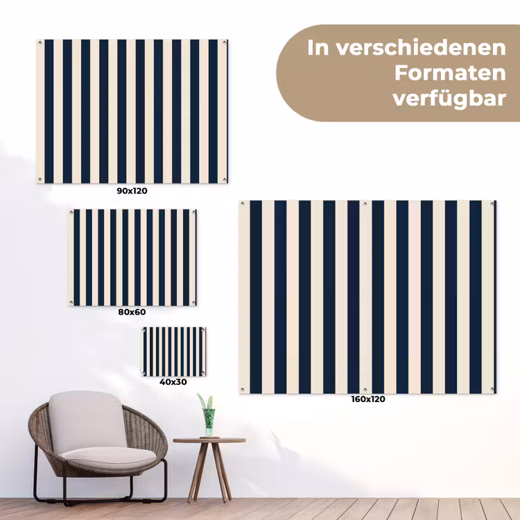 Verticale strepen - Blauw - Crème tuinposter los doek klein 239 -Xsfeer9_DE