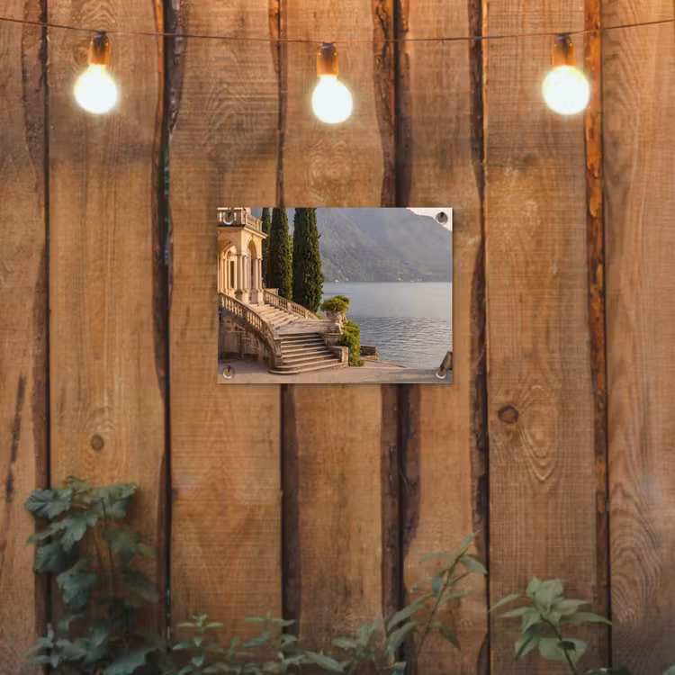 Gartenposter - Villa – Wasser – Treppen - Villa - water -trappen tuinposter los doek klein