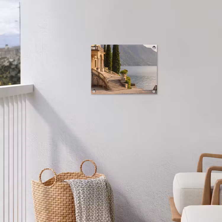 Gartenposter - Villa – Wasser – Treppen - Villa - water -trappen tuinposter los doek klein