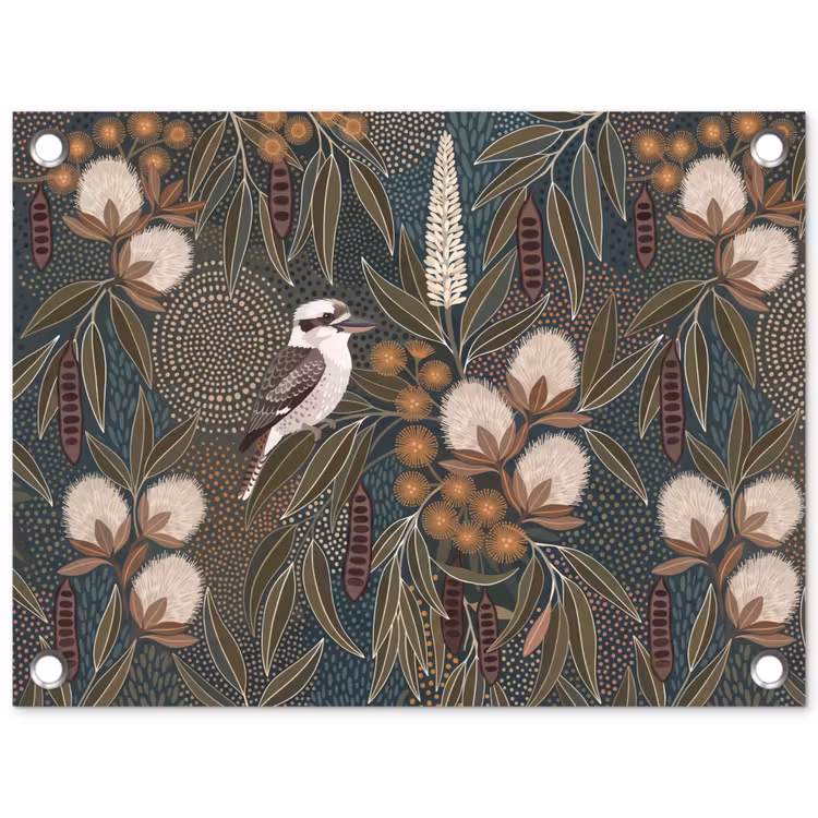 Vogel - Bladeren - Natuur - Illustratie - Groen tuinposter los doek klein -3d