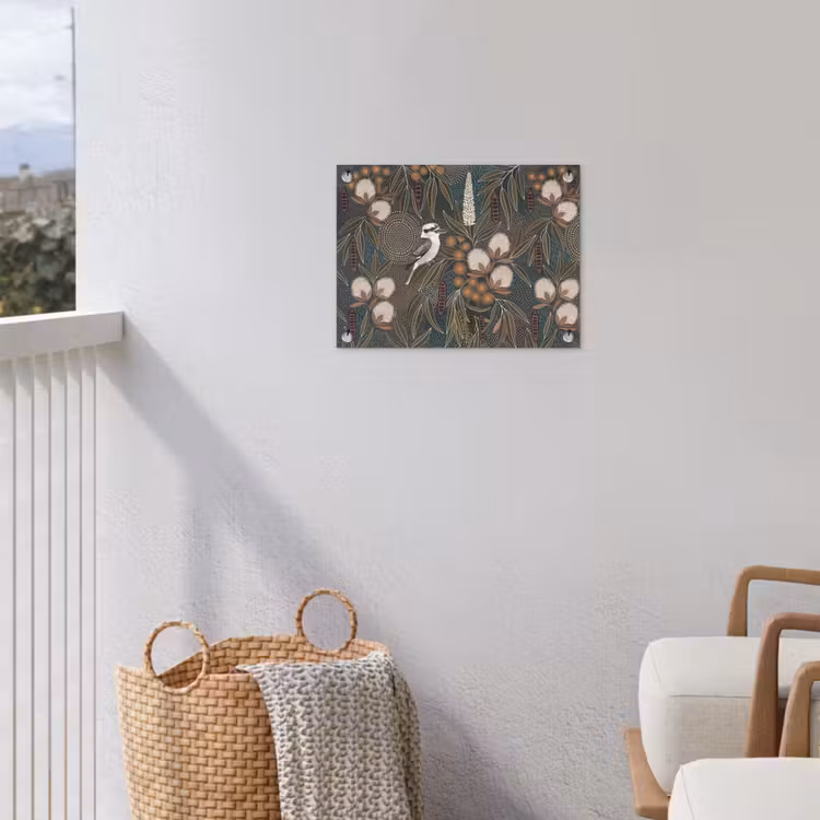 Vogel - Bladeren - Natuur - Illustratie - Groen tuinposter los doek klein -sfeer8
