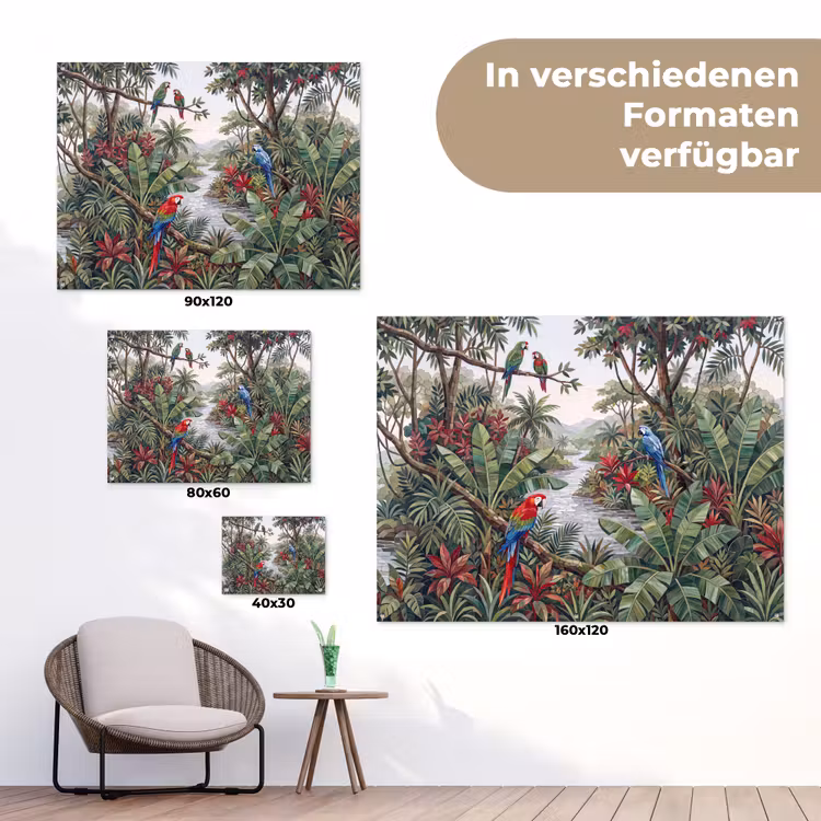 Vogel - Jungle - Natuur - Mozaïek - Groen tuinposter los doek klein -Xsfeer9_DE