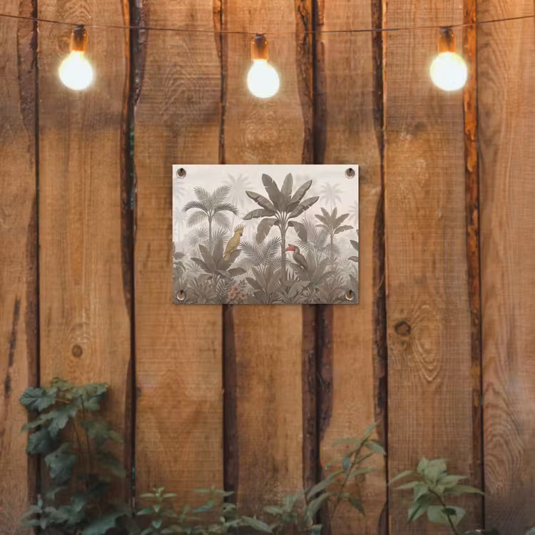 Vogel - Jungle - Tropisch - Illustratie - Groen tuinposter los doek klein -sfeer1