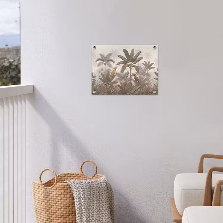 Vogel - Jungle - Tropisch - Illustratie - Groen tuinposter los doek klein -sfeer8