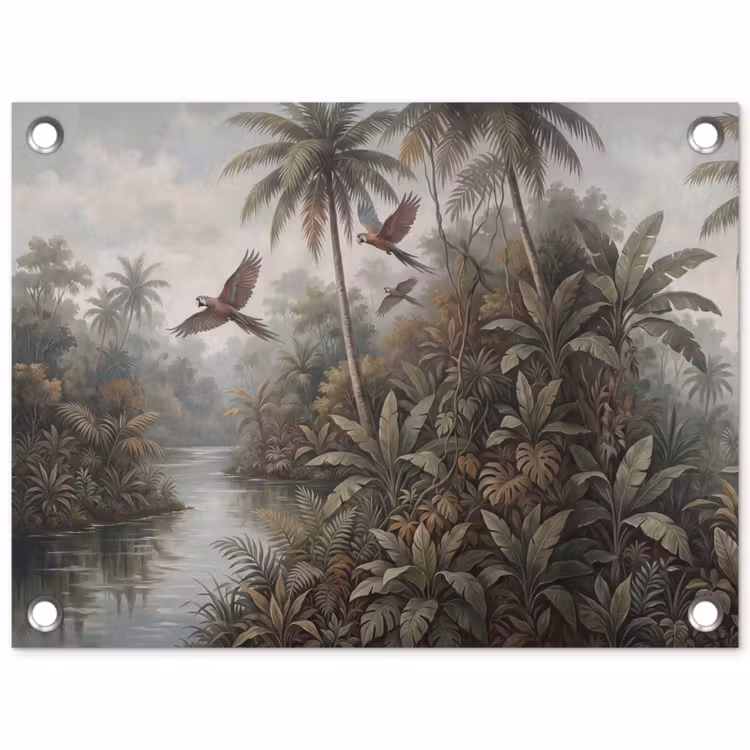 Vogel - Vliegend - Tropisch - Landschap - Klassiek tuinposter los doek klein -3d
