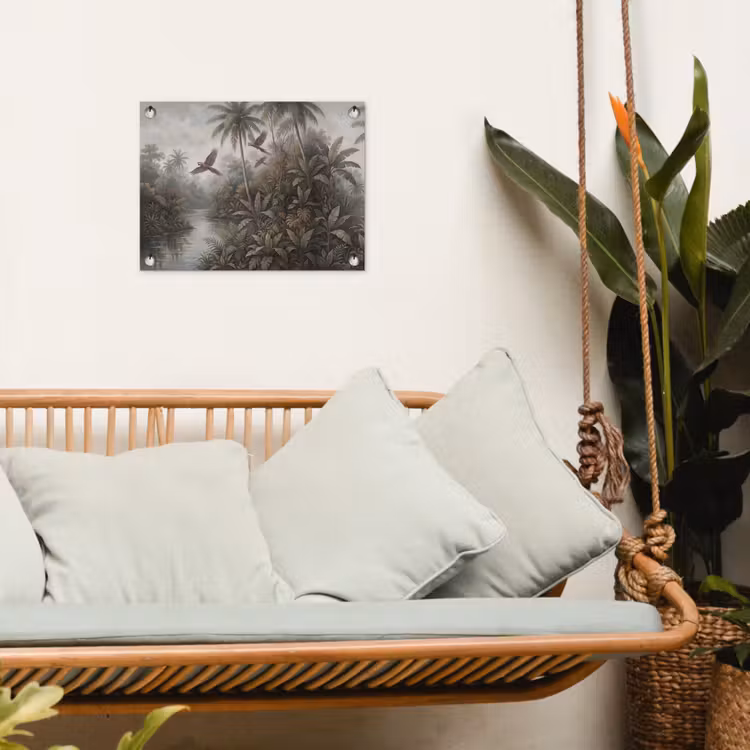 Vogel - Vliegend - Tropisch - Landschap - Klassiek tuinposter los doek klein -sfeer7