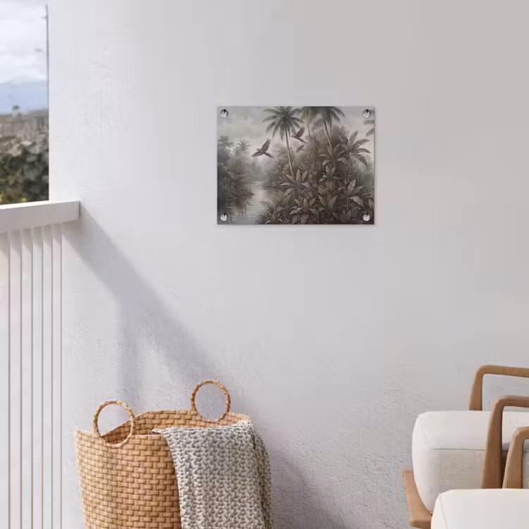 Vogel - Vliegend - Tropisch - Landschap - Klassiek tuinposter los doek klein -sfeer8