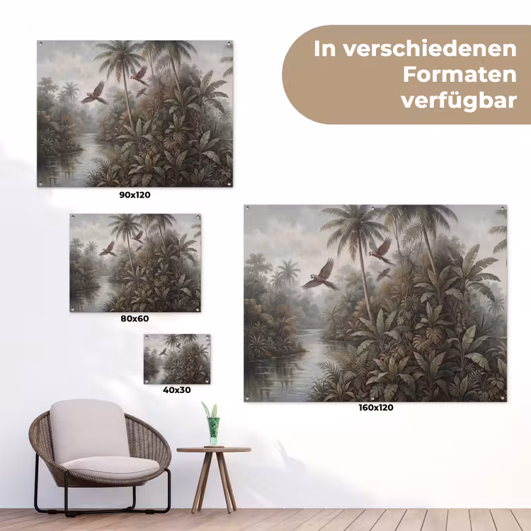 Vogel - Vliegend - Tropisch - Landschap - Klassiek tuinposter los doek klein -Xsfeer9_DE