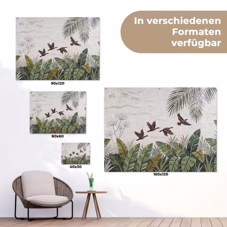 Vogel - Vliegend - Tropisch - Mozaïek - Groen tuinposter los doek klein -Xsfeer9_DE
