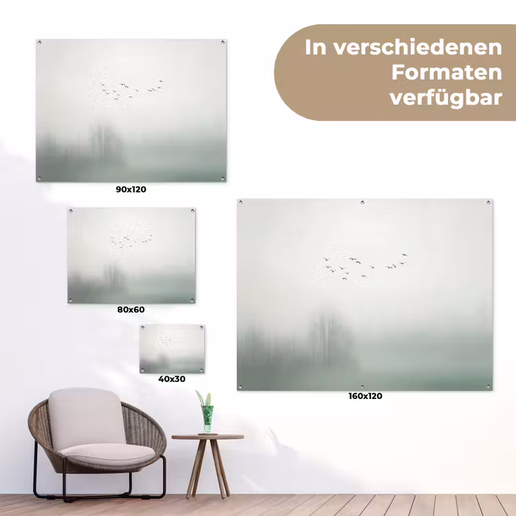 Vogel - Vlucht - Natuur - Minimalistisch tuinposter los doek klein -Xsfeer9_DE