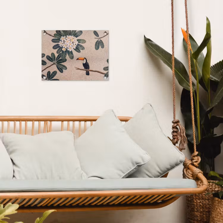 Vogel - Mozaïek - Tropisch - Natuur - Kleurrijk tuinposter los doek klein -sfeer7