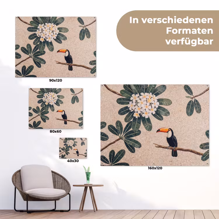 Vogel - Mozaïek - Tropisch - Natuur - Kleurrijk tuinposter los doek klein -Xsfeer9_DE