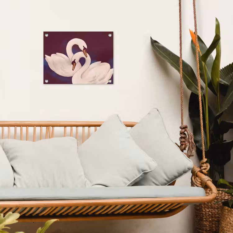 Vogel - Koppel - Liefde - Abstract - Wit tuinposter los doek klein -sfeer7