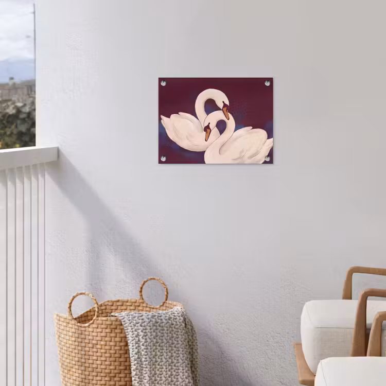 Vogel - Koppel - Liefde - Abstract - Wit tuinposter los doek klein -sfeer8