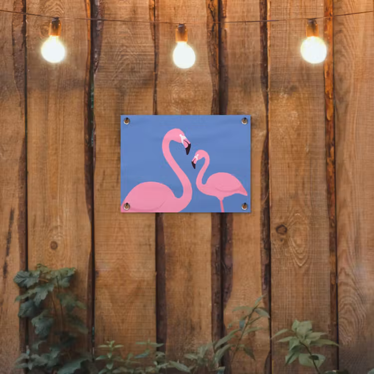 Vogel - Paar - Dieren - Modern - Roze tuinposter los doek klein -sfeer1