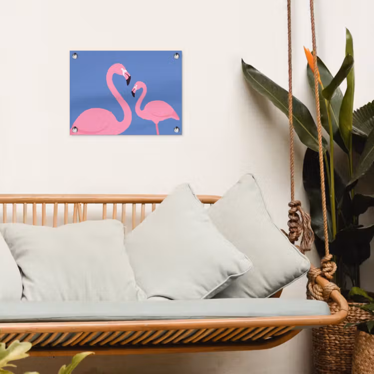 Vogel - Paar - Dieren - Modern - Roze tuinposter los doek klein -sfeer7