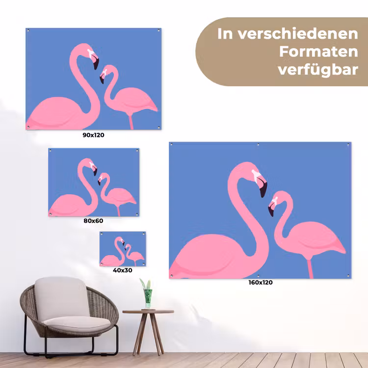 Vogel - Paar - Dieren - Modern - Roze tuinposter los doek klein -Xsfeer9_DE