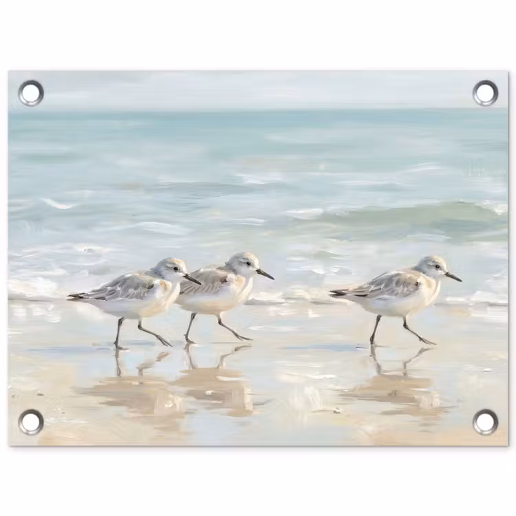 Vogels - Strand - Zee tuinposter los doek klein -3d
