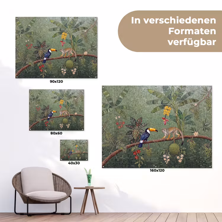 Vogel - Dier - Jungle - Mozaïek - Natuur tuinposter los doek klein -Xsfeer9_DE